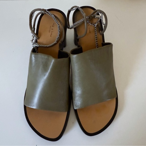 Rag & Bone Nella High In Light Olive Block Chain Sandals Heels SZ 41 US 11 - Picture 4 of 13